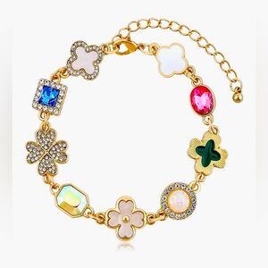 Stunning Nordstrom 14kKT Dip Gemstone Clover Good Luck bracelet